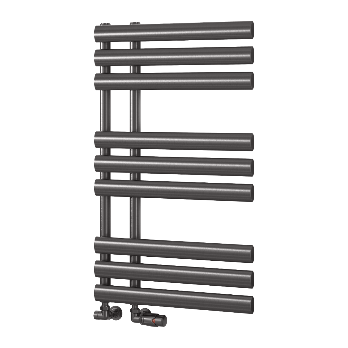 Reina Chisa Mild Steel Wall Mounted Heated Towel Rail Radiator Brushed Gun Metal