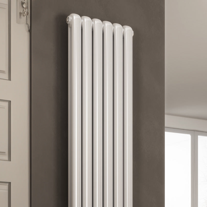 Reina Coneva Vertical Mild Steel Wall Mounted Heated Towel Rail Radiator White