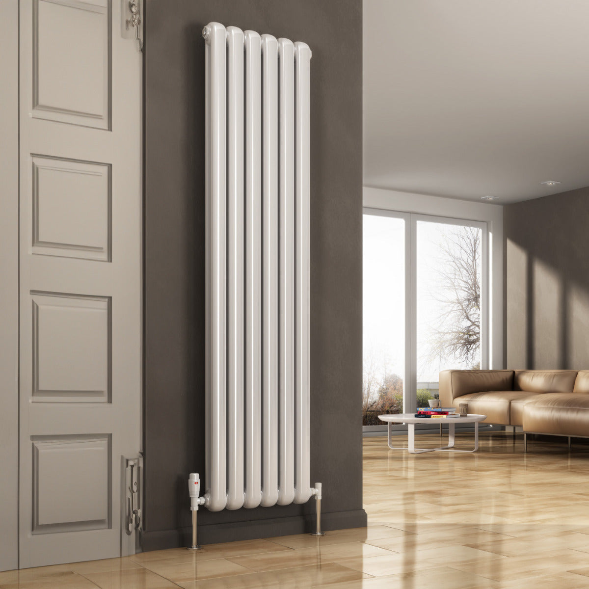 Reina Coneva Vertical Mild Steel Wall Mounted Heated Towel Rail Radiator White