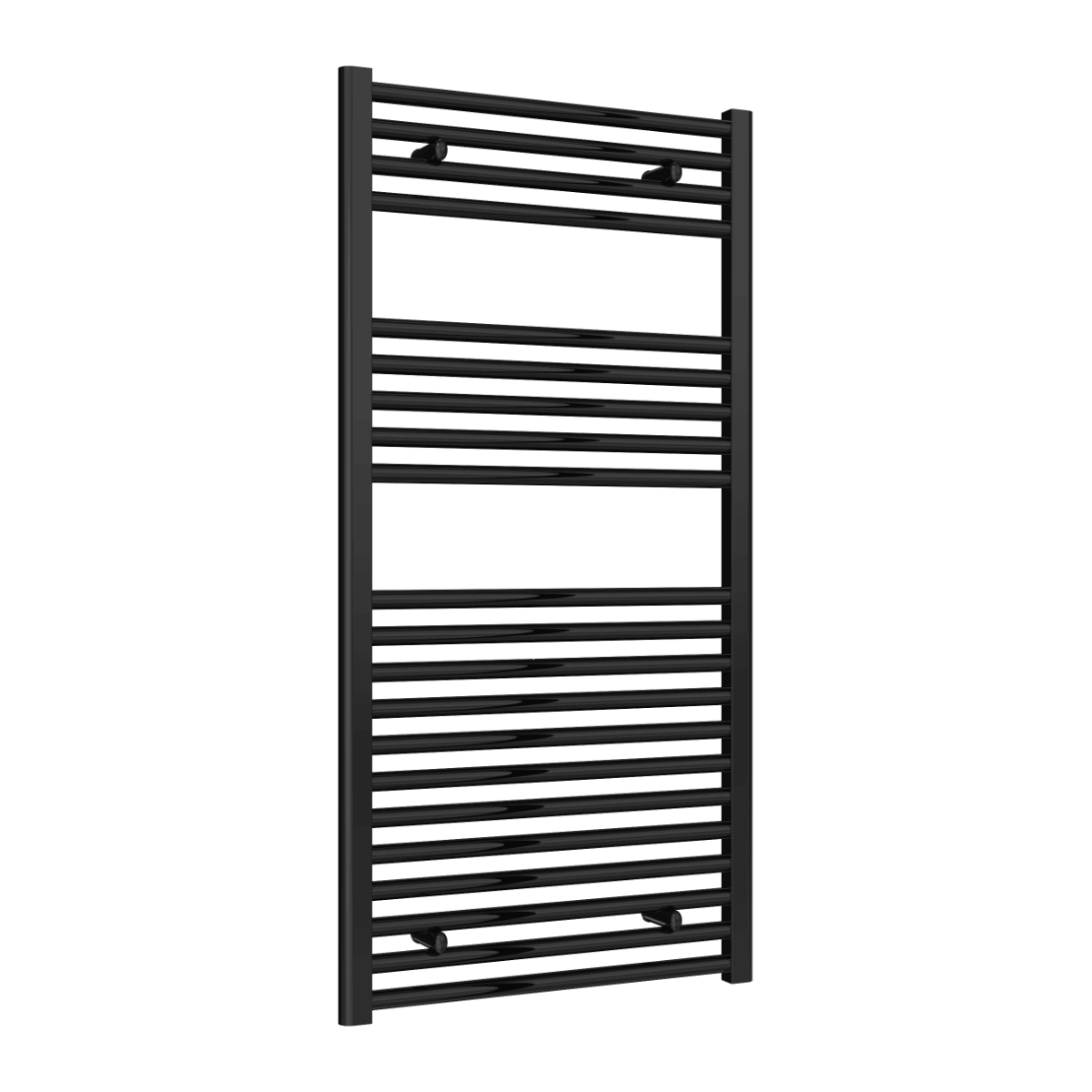 Reina Diva Flat Mild Steel Wall Mounted Heated Towel Rail Radiator Black