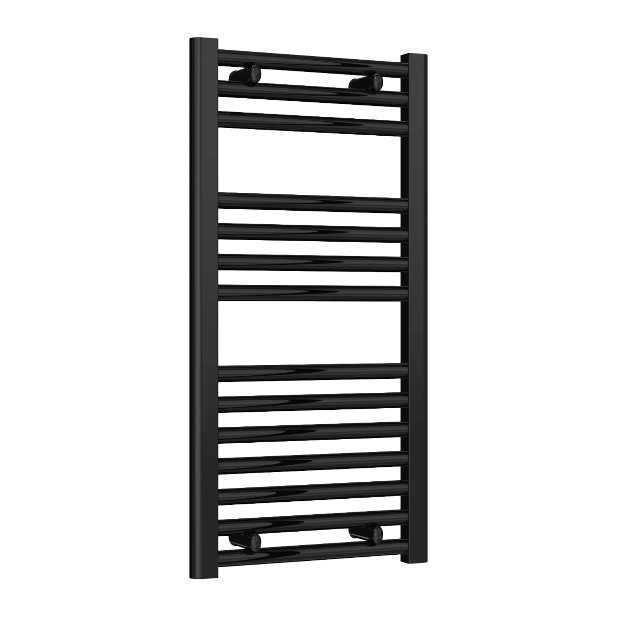 Reina Diva Flat Mild Steel Wall Mounted Heated Towel Rail Radiator Black