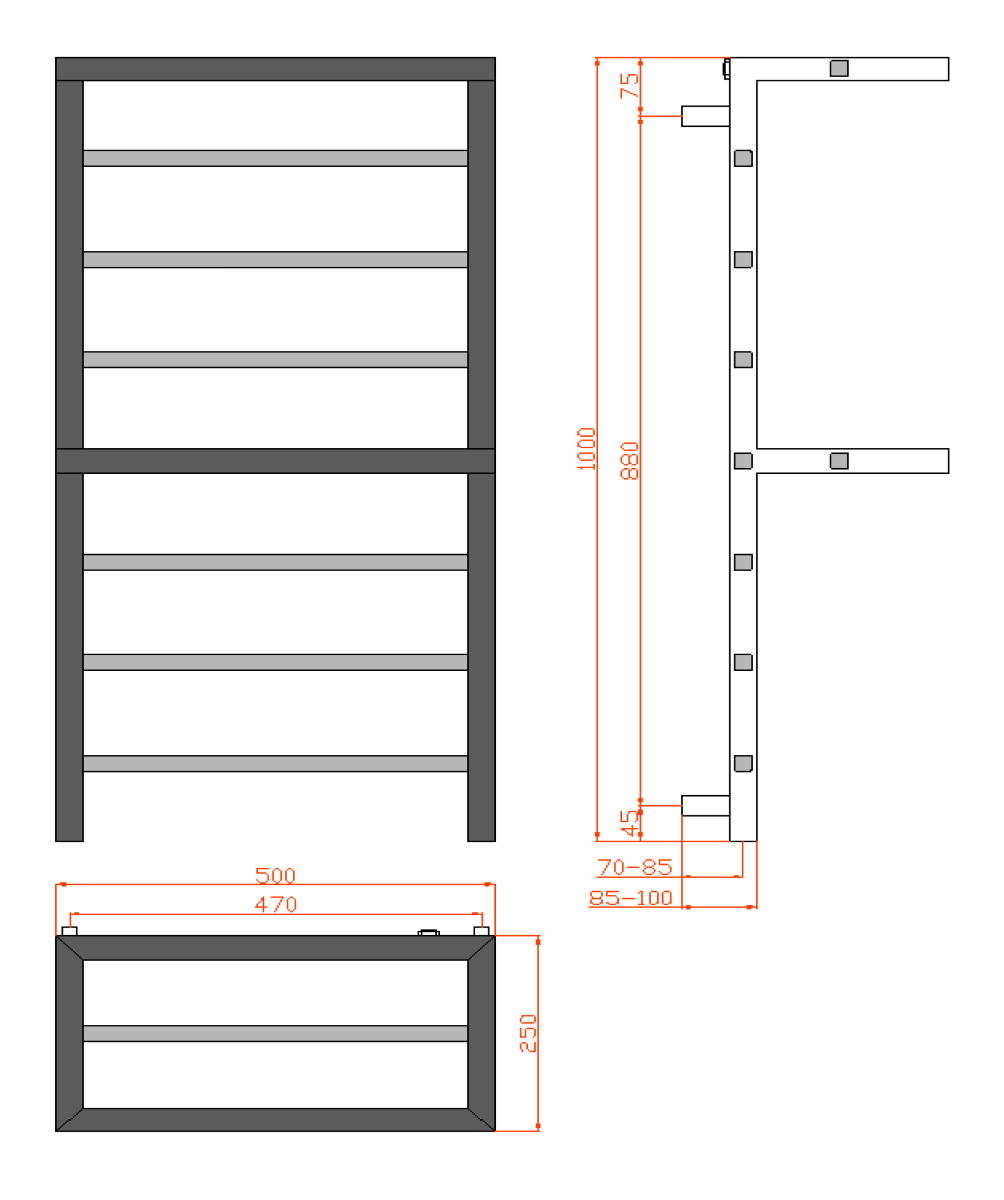 Reina Elvina 2 Mild Steel 1000x500 Chrome Towel Rail