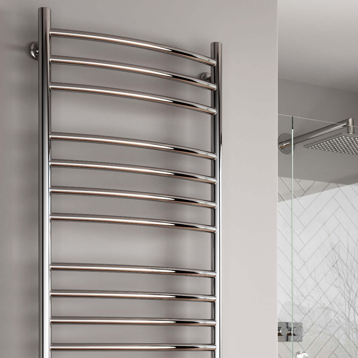 Reina EOS Stainless Steel Wall Mounted Heated Towel Rail Radiator Polished