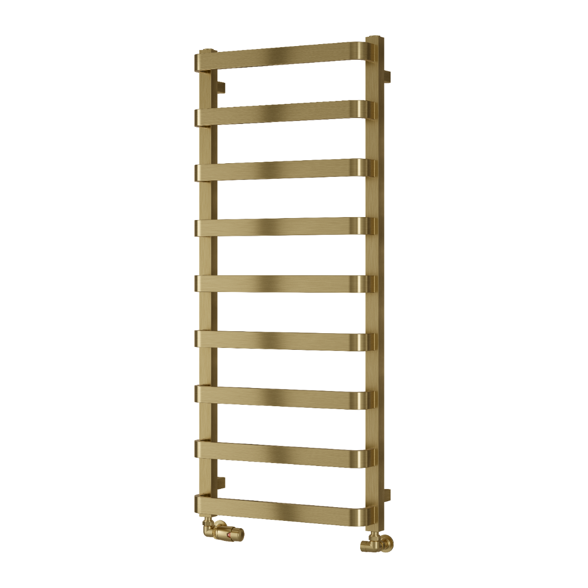 Reina Flora Mild Steel Wall Mounted Heated Towel Rail Radiator Brushed Brass