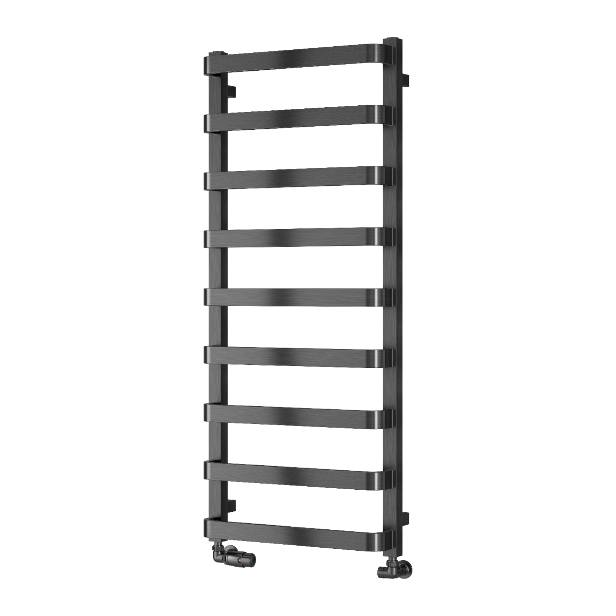 Reina Flora Mild Steel Wall Mounted Heated Towel Rail Radiator Brushed Gun Metal