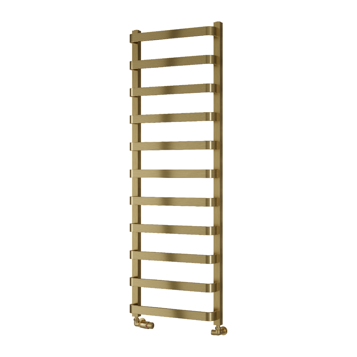Reina Flora Mild Steel Wall Mounted Heated Towel Rail Radiator Brushed Brass
