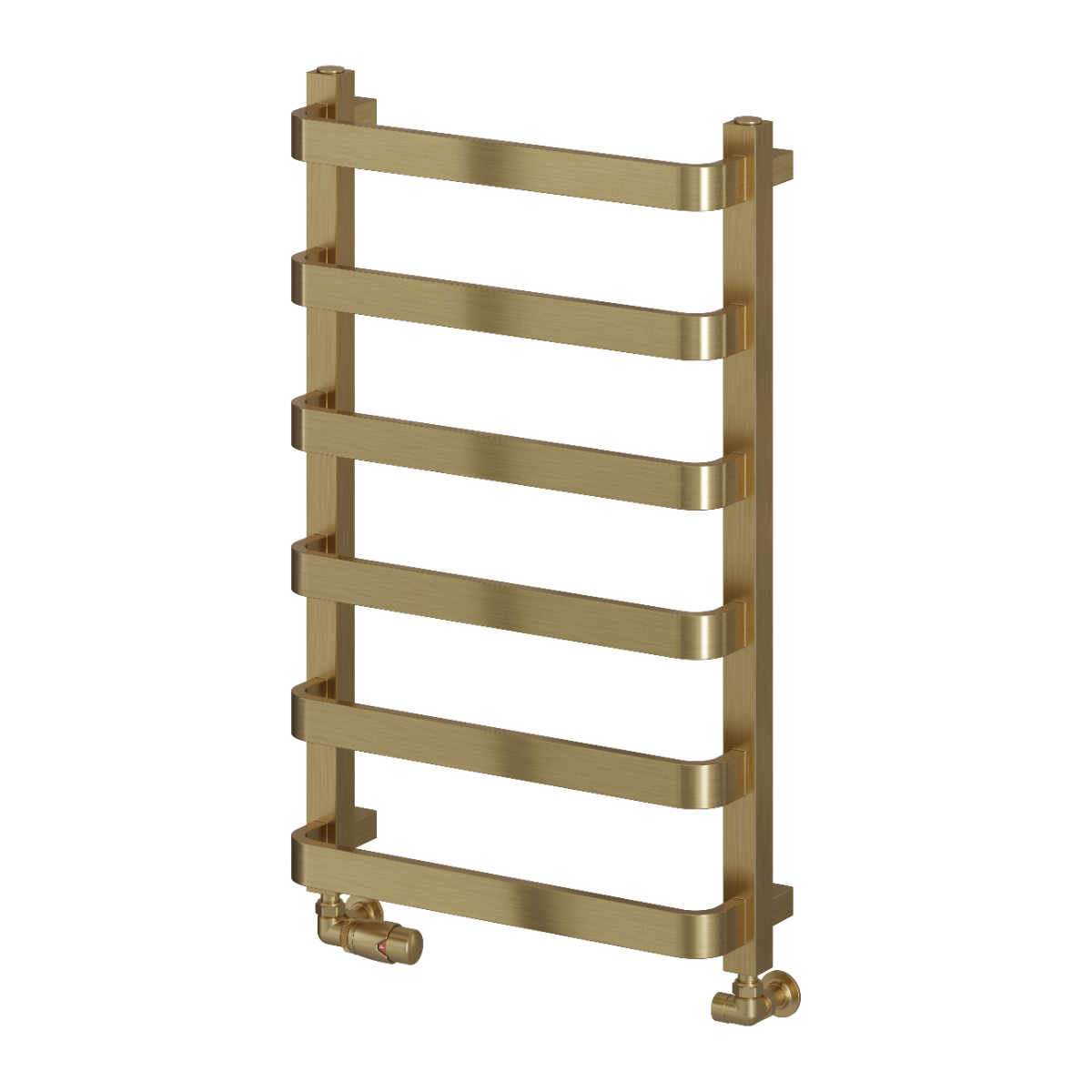 Reina Flora Mild Steel Wall Mounted Heated Towel Rail Radiator Brushed Brass
