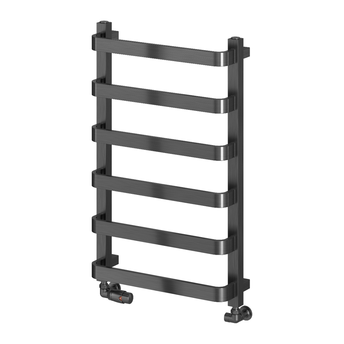 Reina Flora Mild Steel Wall Mounted Heated Towel Rail Radiator Brushed Gun Metal