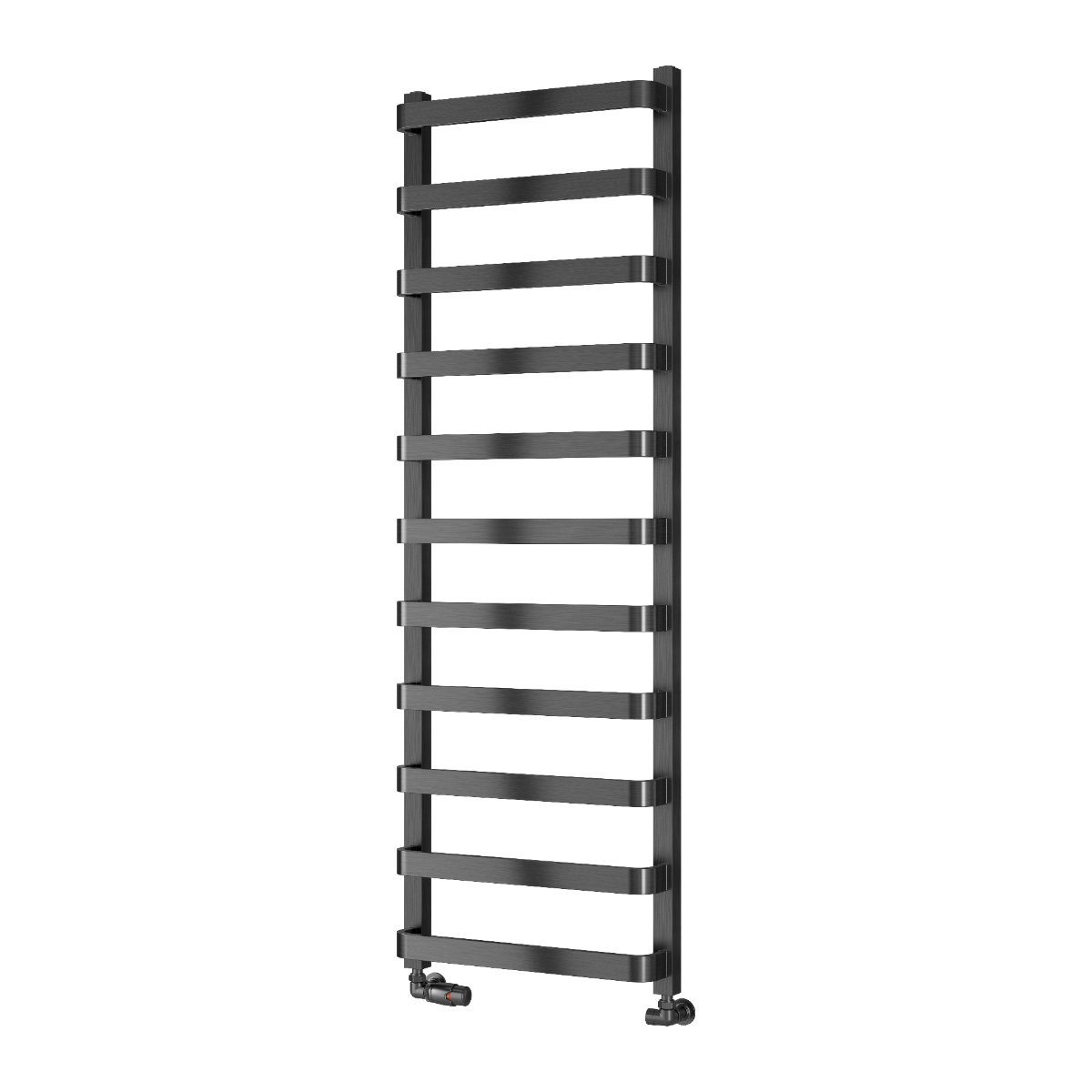 Reina Flora Mild Steel Wall Mounted Heated Towel Rail Radiator Brushed Gun Metal