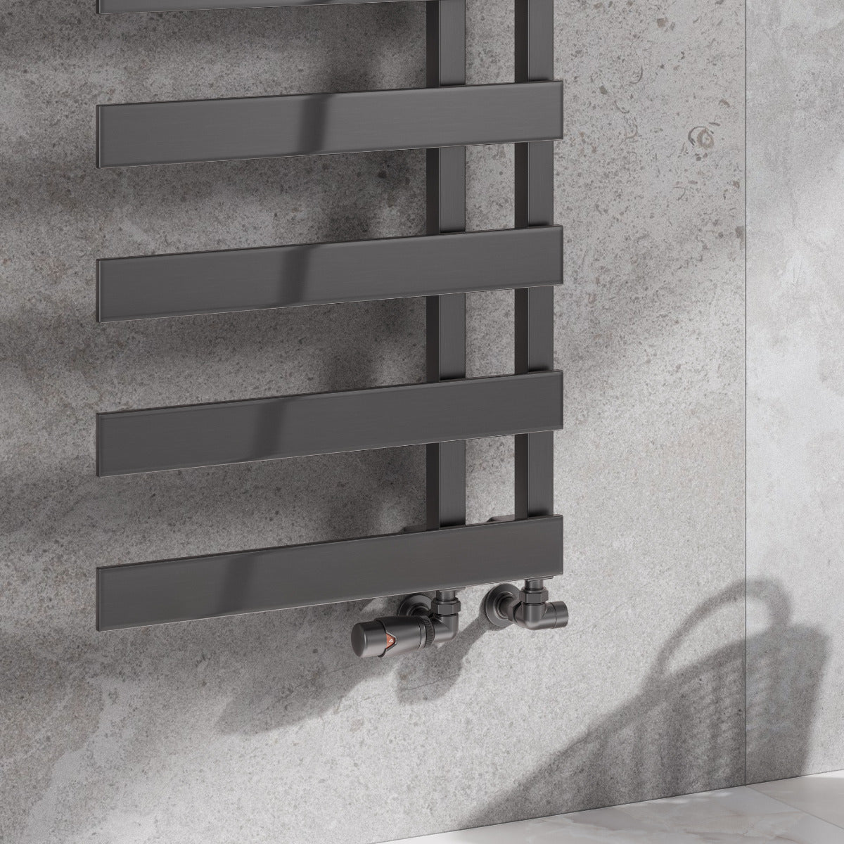 Reina Florina Mild Steel Wall Mounted Heated Towel Rail Radiator Brushed Gun Metal