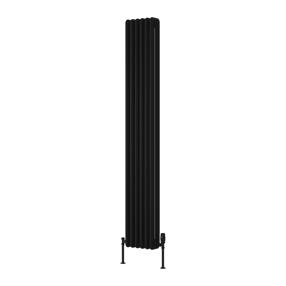 Reina Hedingham Vertical Mild Steel Wall Mounted Heated Towel Rail Radiator Black