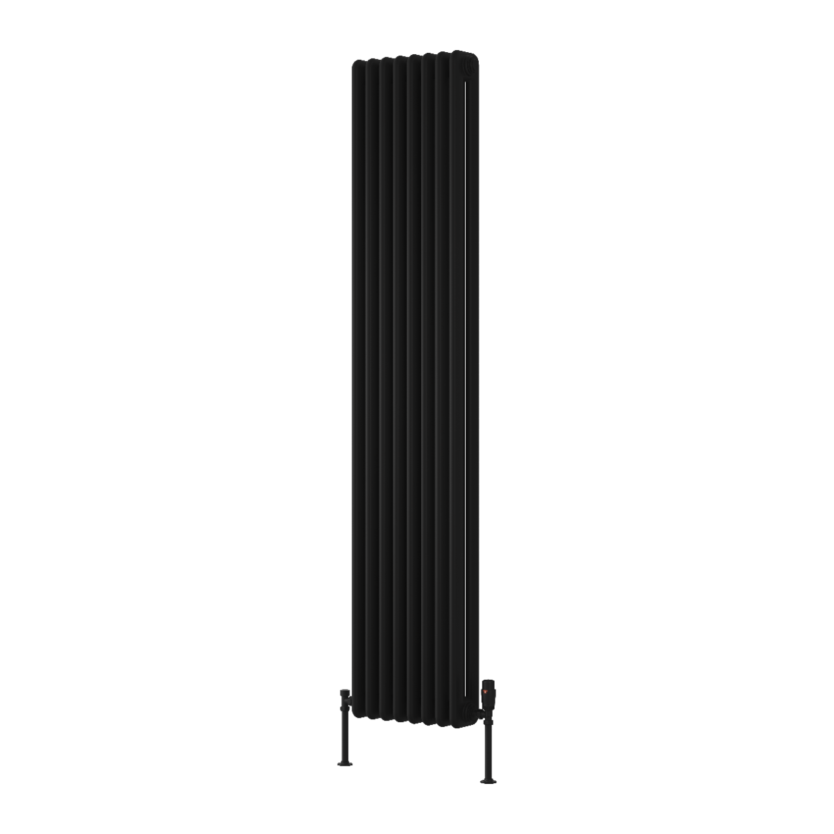 Reina Hedingham Vertical Mild Steel Wall Mounted Heated Towel Rail Radiator Black