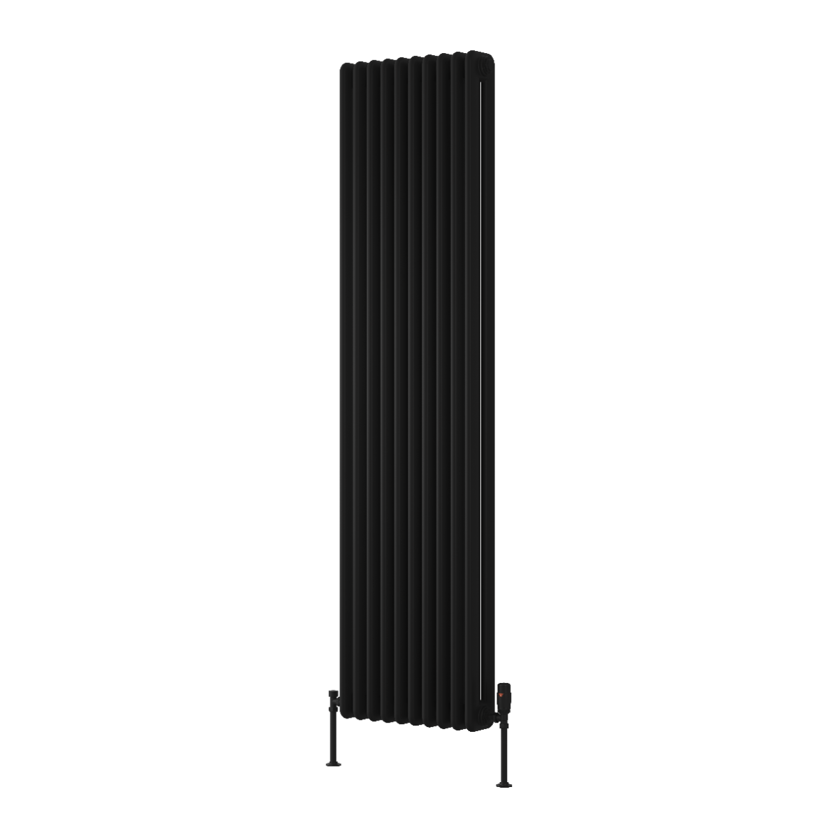 Reina Hedingham Vertical Mild Steel Wall Mounted Heated Towel Rail Radiator Black