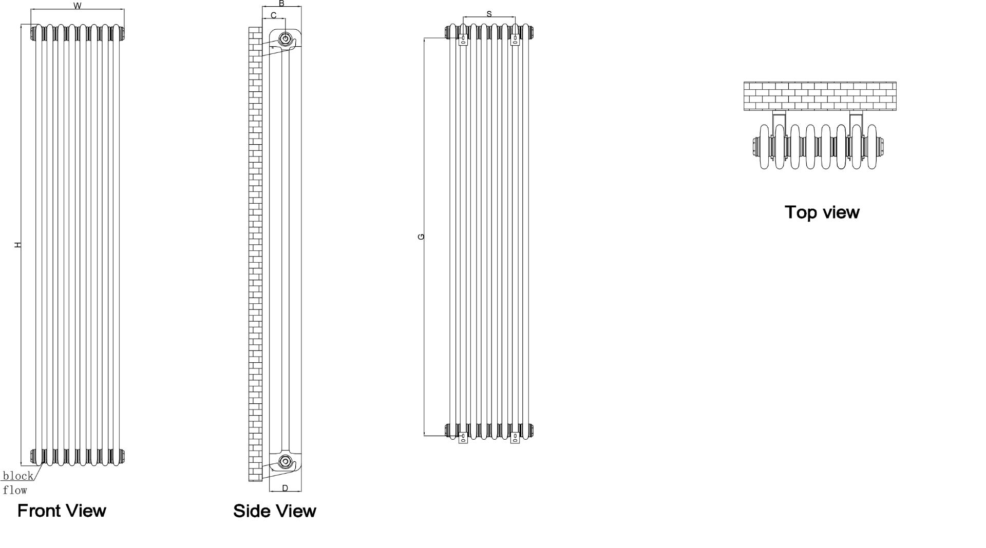Reina Hedingham Vertical Mild Steel Wall Mounted Heated Towel Rail Radiator White