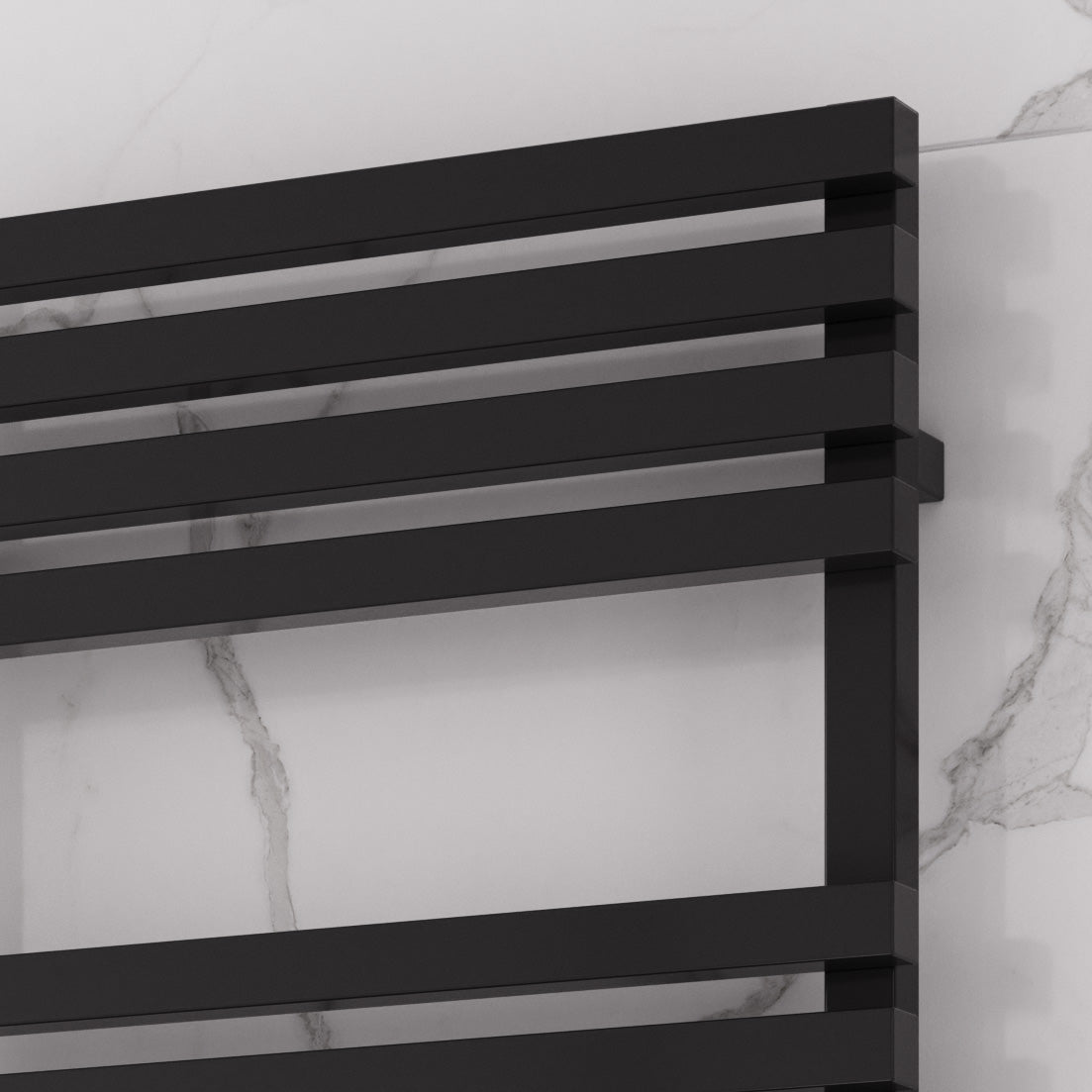 Reina Kale Mild Steel Wall Mounted Heated Towel Rail Radiator Black