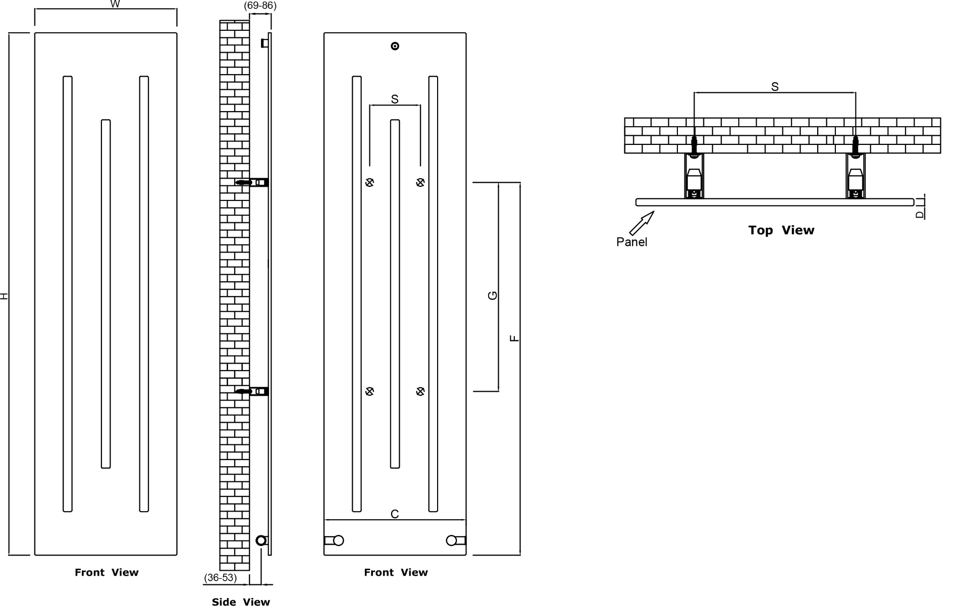 Reina Line Mild Steel 1800x490 Wall Mounted Heated Towel Rail Radiator