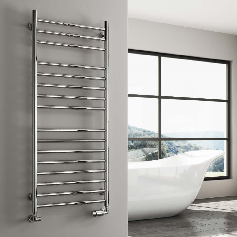 Reina Luna Stainless Steel Wall Mounted Heated Towel Rail Radiator Polished