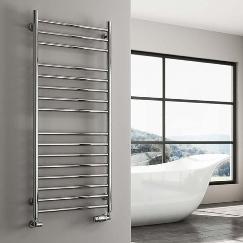 Reina Luna Stainless Steel Wall Mounted Heated Towel Rail Radiator Polished