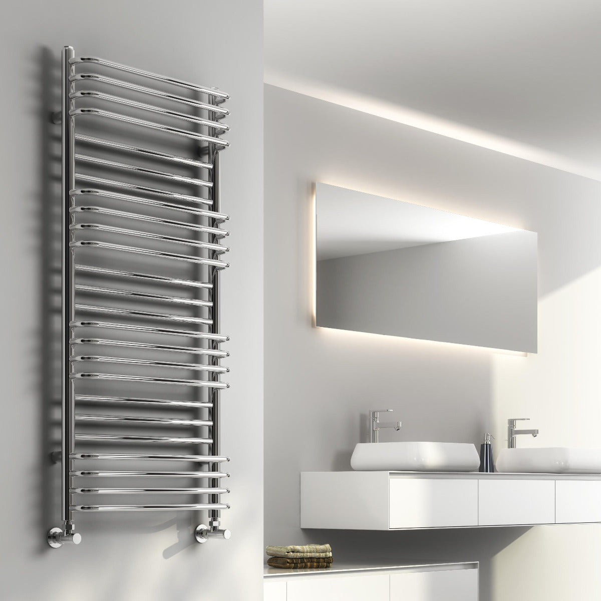 Reina Marco Mild Steel Wall Mounted Heated Towel Rail Radiator Chrome