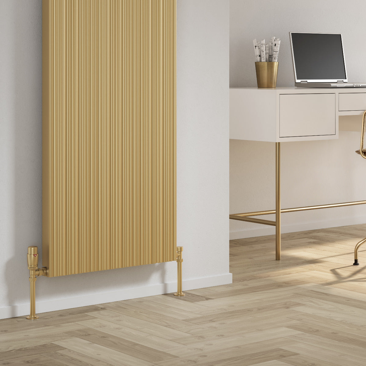 Reina Melvin Aluminium Wall Mounted Heated Towel Rail Radiator Brass