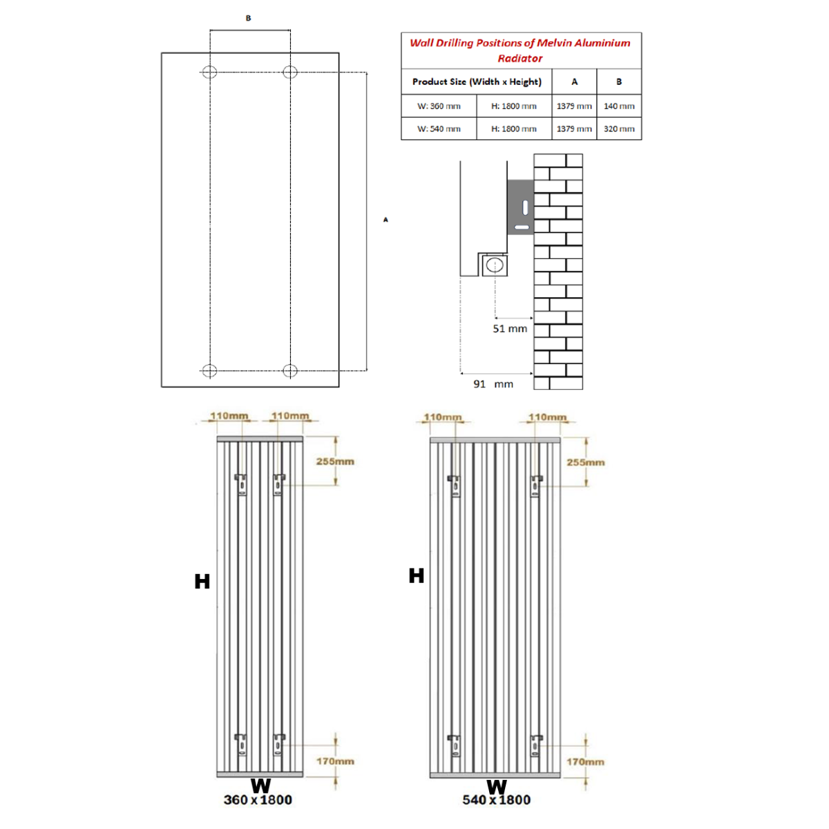 Reina Melvin Aluminium Wall Mounted Heated Towel Rail Radiator Silver