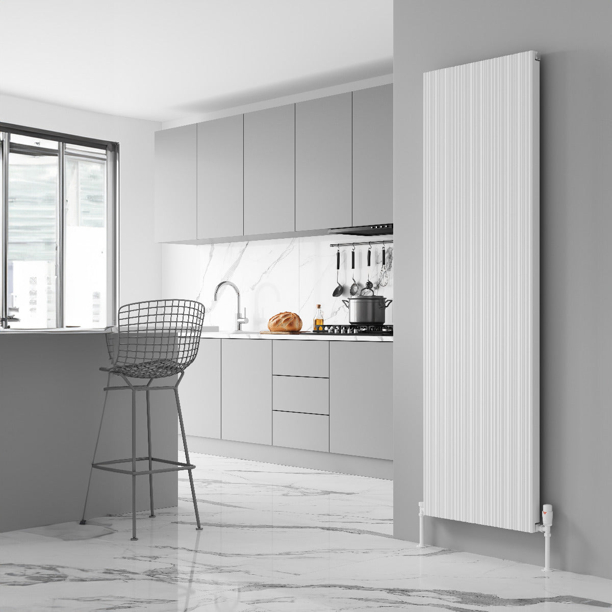 Reina Melvin Aluminium Wall Mounted Heated Towel Rail Radiator White