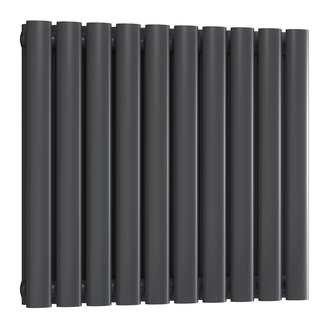 Reina Neva Horizontal Double Mild Steel Wall Mounted Heated Towel Rail Radiator Anthracite