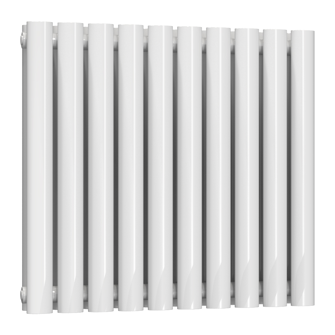 Reina Neva Horizontal Double Mild Steel Wall Mounted Heated Towel Rail Radiator White