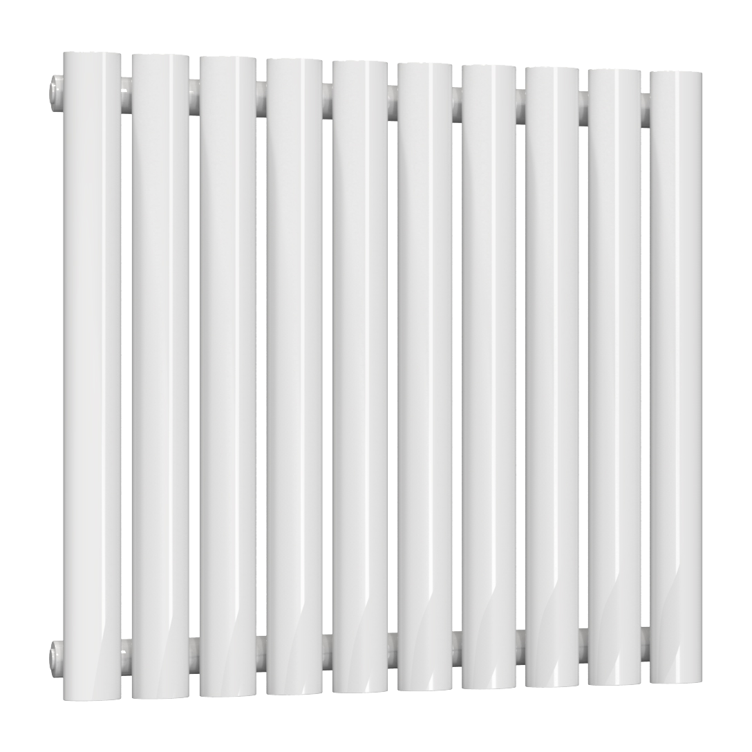 Reina Neva Horizontal Single Mild Steel Wall Mounted Heated Towel Rail Radiator White