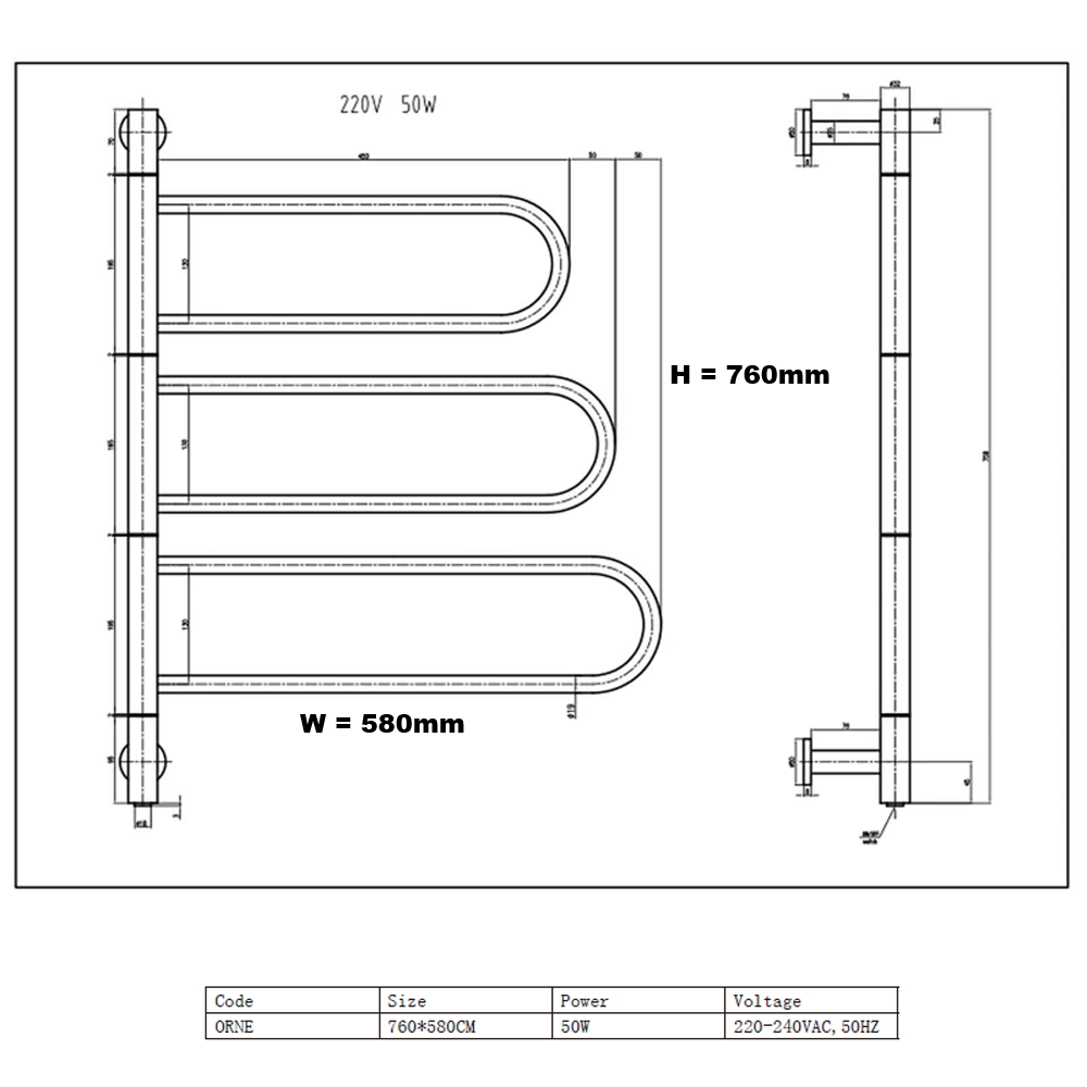 Reina Orne Stainless Steel 750x550 Polished Radiator