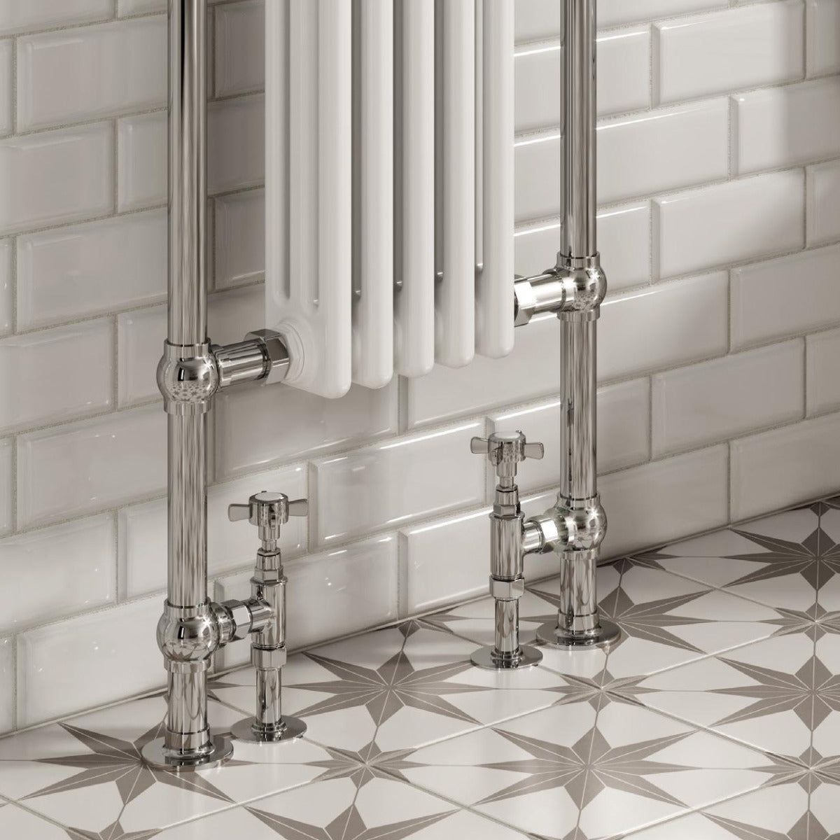 Reina Oxford Mild Steel 960x500 Chrome/White Towel Rail