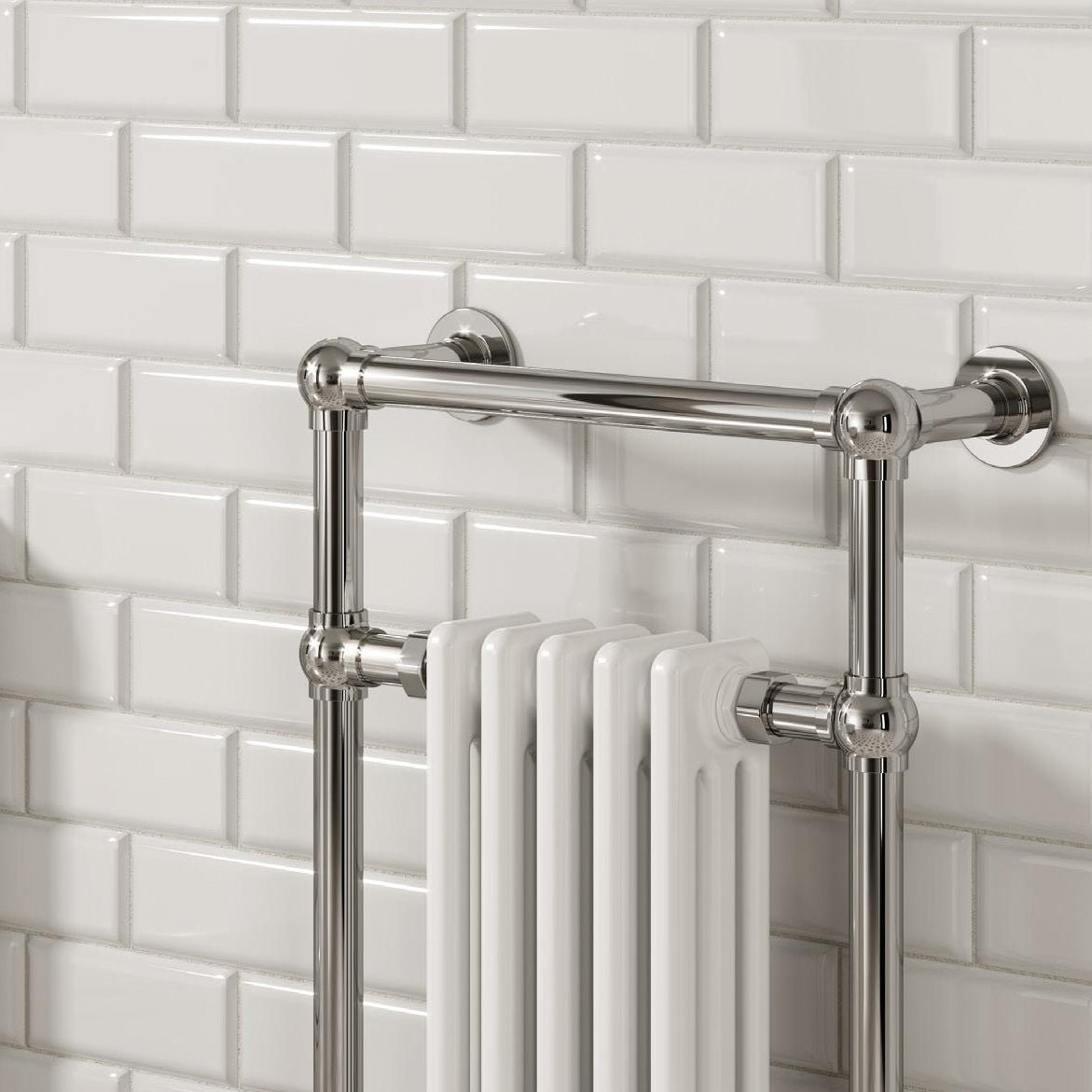 Reina Oxford Mild Steel 960x500 Chrome/White Towel Rail