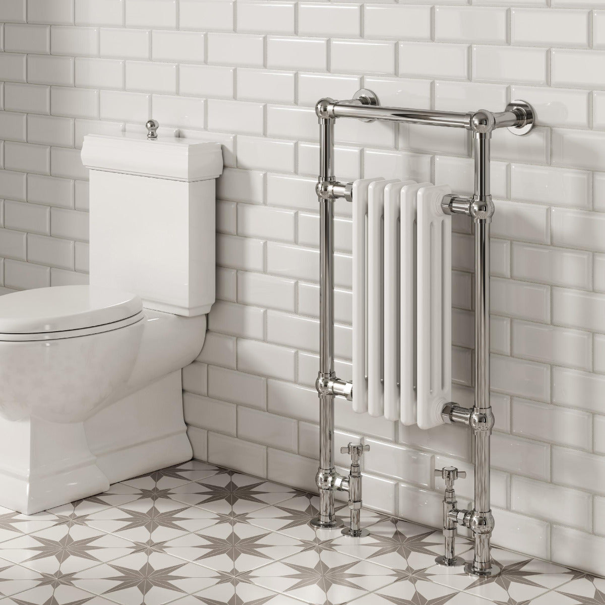 Reina Oxford Mild Steel 960x500 Chrome/White Towel Rail