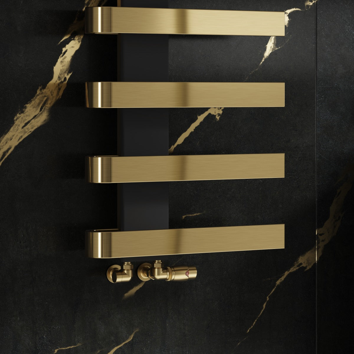 Reina Panaro Mild Steel Wall Mounted Heated Towel Rail Radiator Brushed Brass