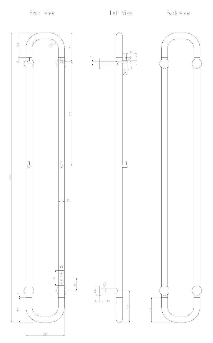 Reina Pelmo Stainless Steel 1500x200 Wall Mounted Heated Towel Rail Radiator