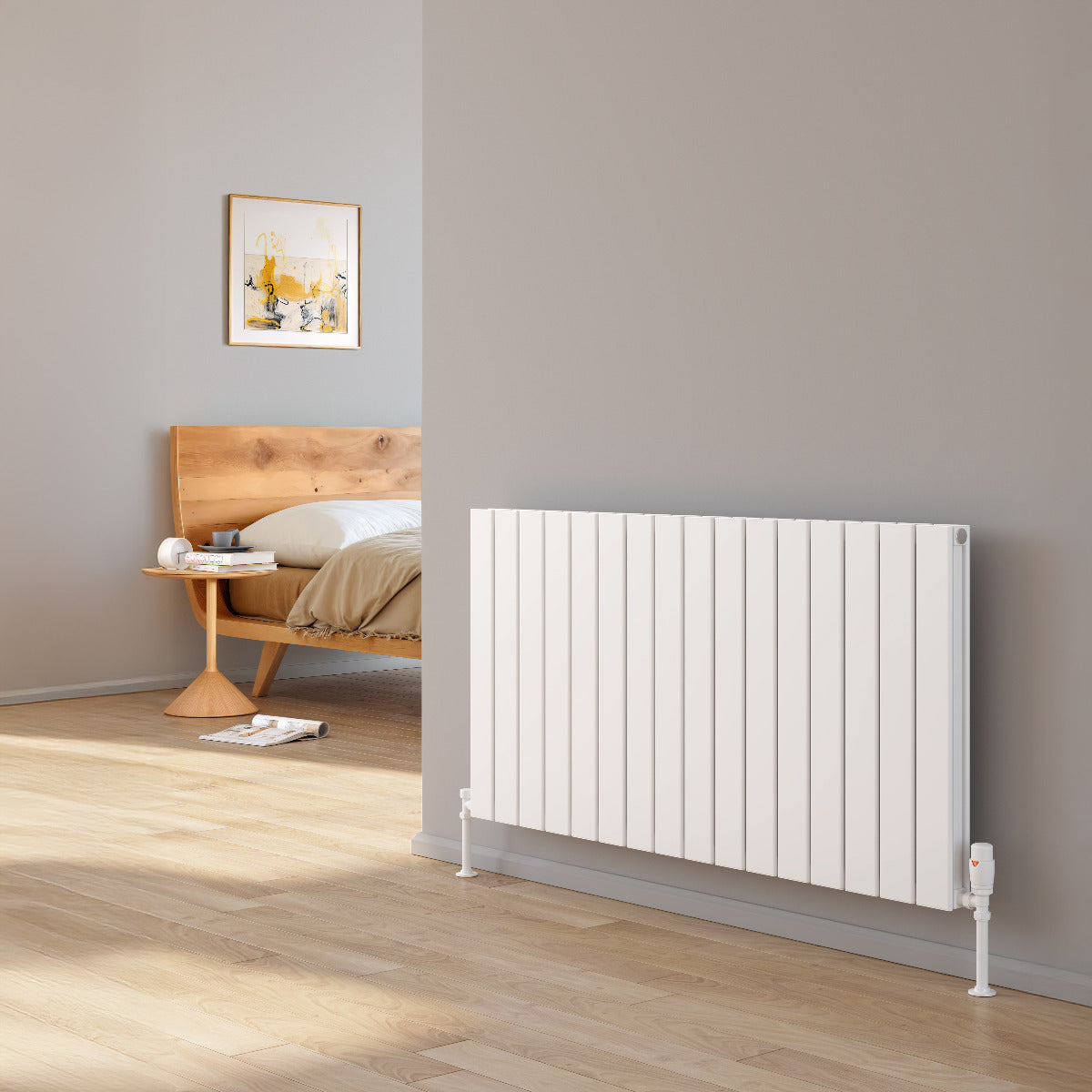 Reina Piatto Horizontal Double Aluminium Wall Mounted Heated Towel Rail Radiator White