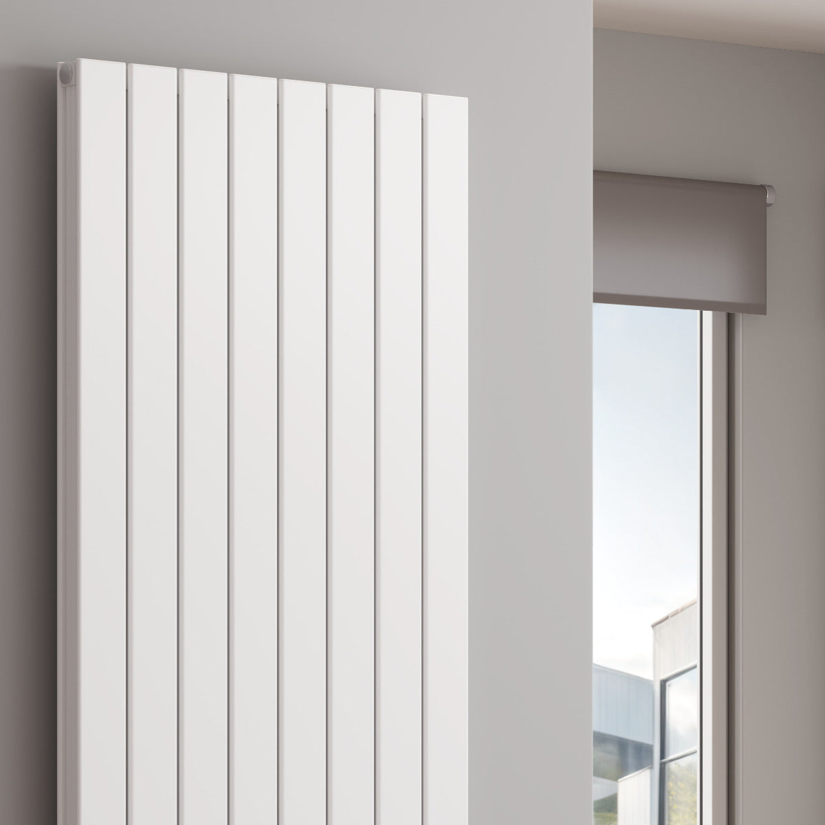 Reina Piatto Vertical Double Aluminium Wall Mounted Heated Towel Rail Radiator White