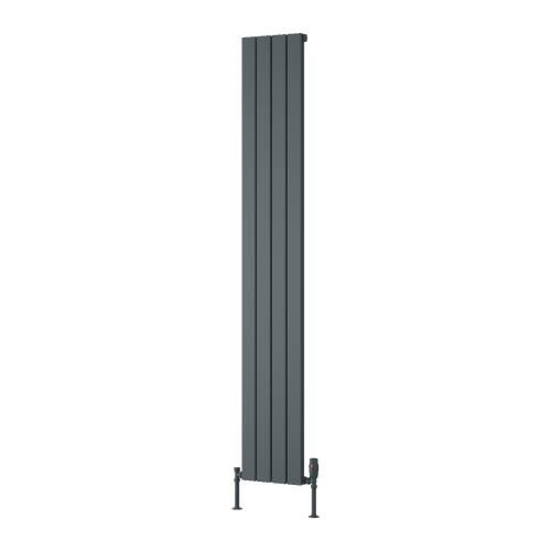 Reina Piatto Vertical Single Aluminium Wall Mounted Heated Towel Rail Radiator Anthracite