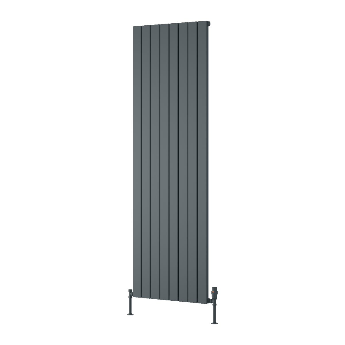 Reina Piatto Vertical Single Aluminium Wall Mounted Heated Towel Rail Radiator Anthracite