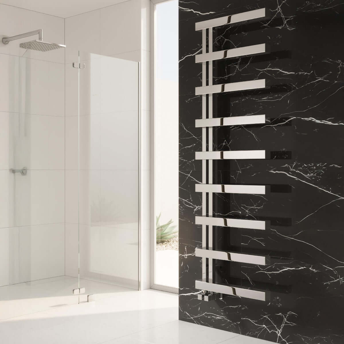 Reina Piazza Stainless Steel Wall Mounted Heated Towel Rail Radiator Polished
