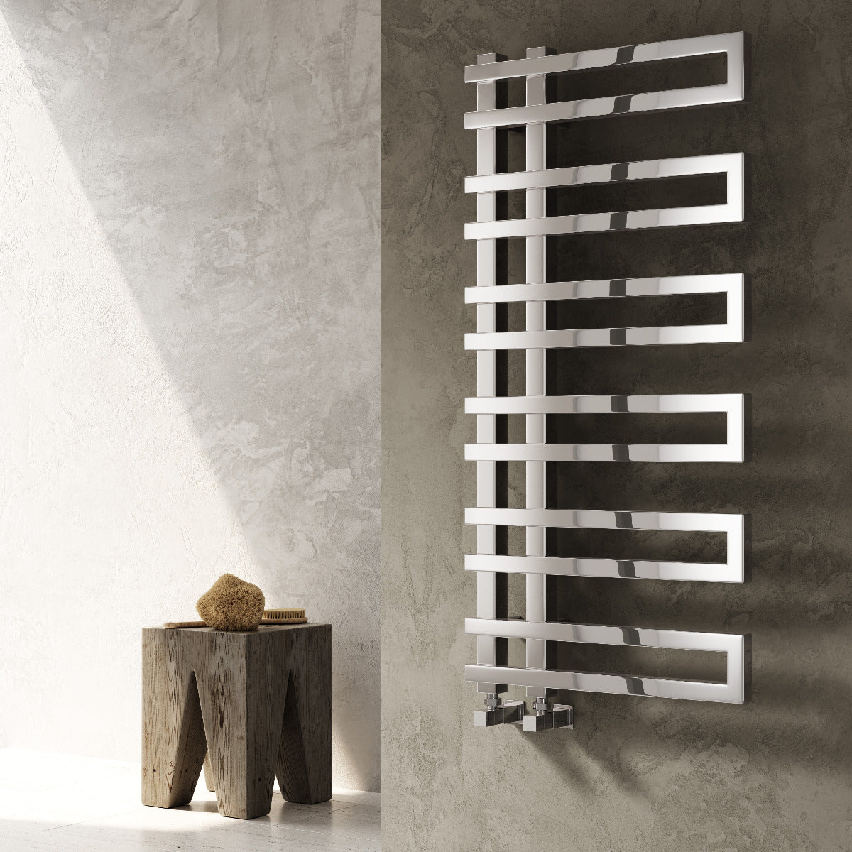 Reina Pietra Mild Steel Wall Mounted Heated Towel Rail Radiator Chrome