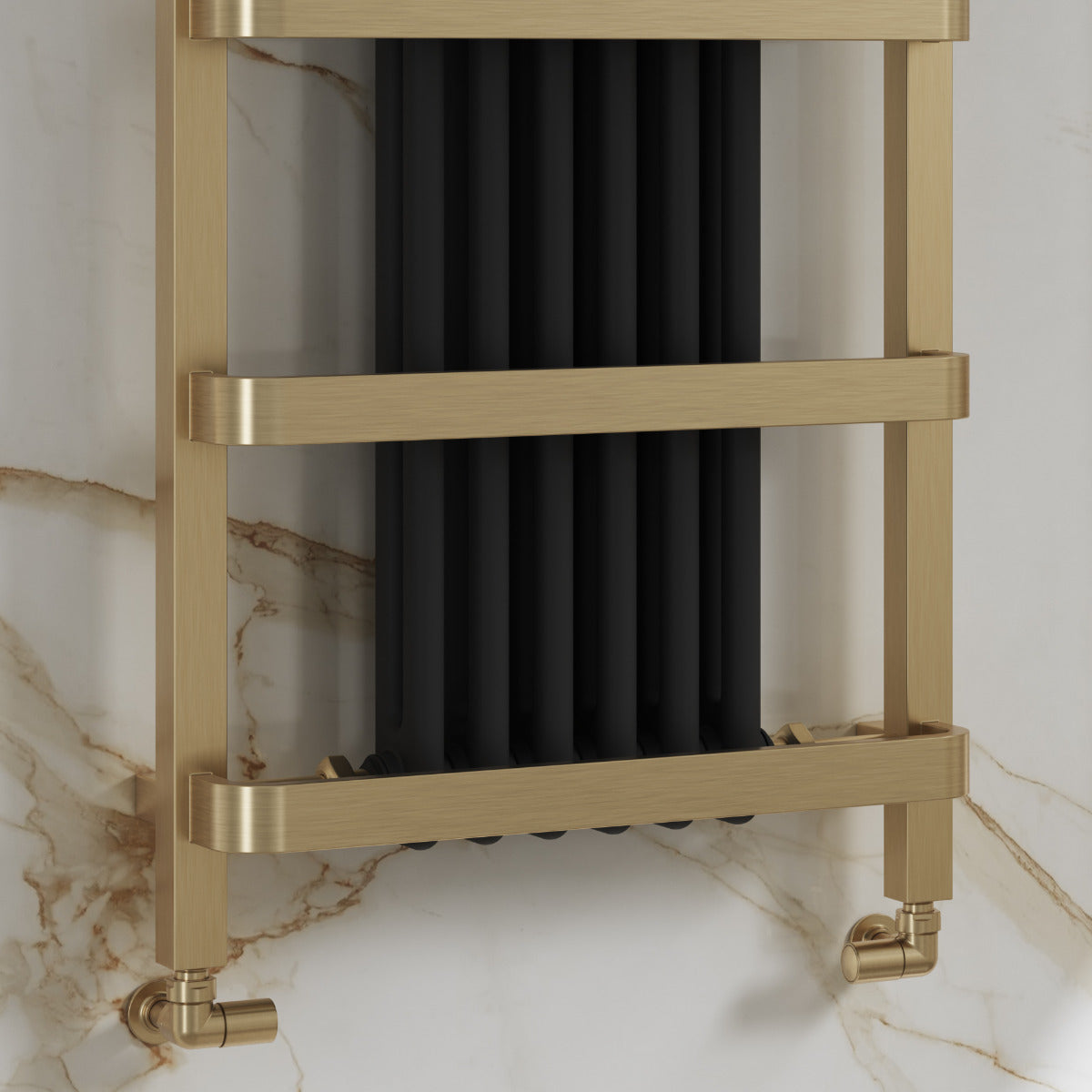 Reina Regina Mild Steel Wall Mounted Heated Towel Rail Radiator Black/Brushed Brass