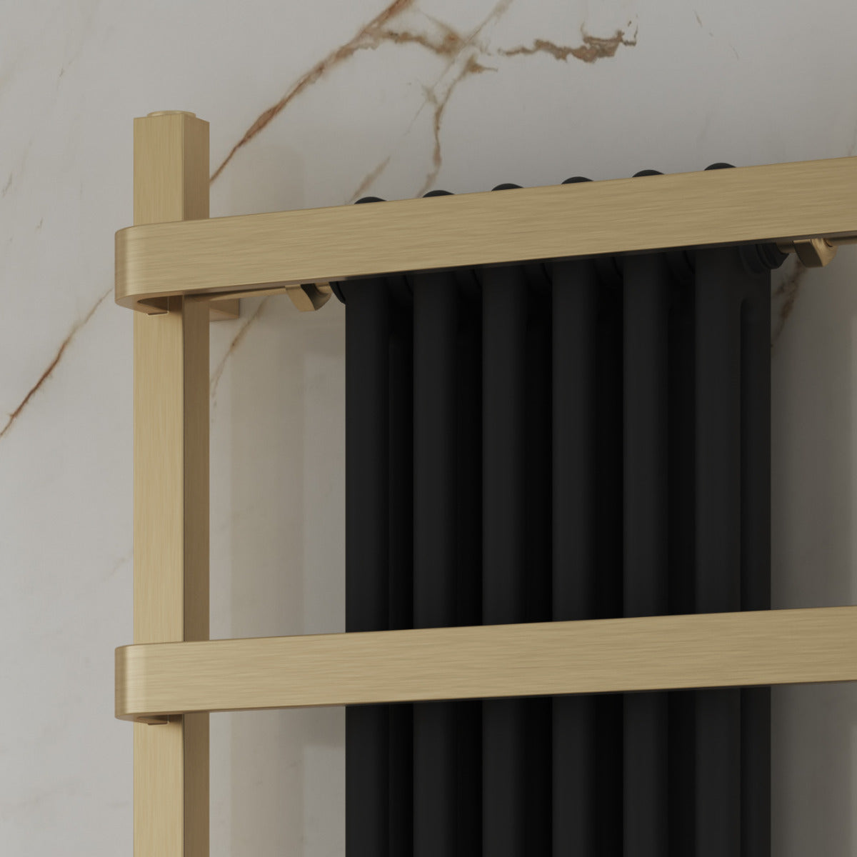Reina Regina Mild Steel Wall Mounted Heated Towel Rail Radiator Black/Brushed Brass