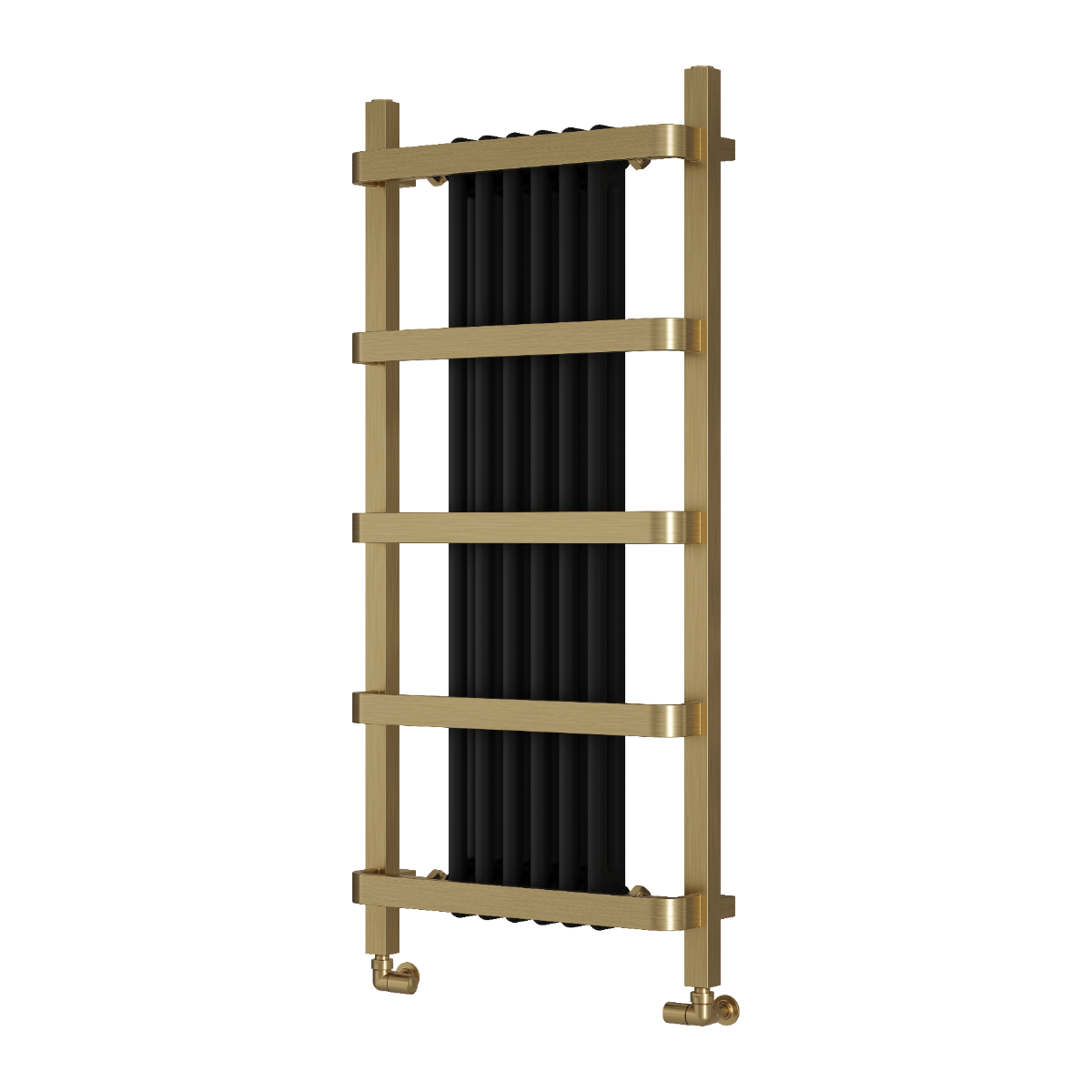 Reina Regina Mild Steel Wall Mounted Heated Towel Rail Radiator Black/Brushed Brass