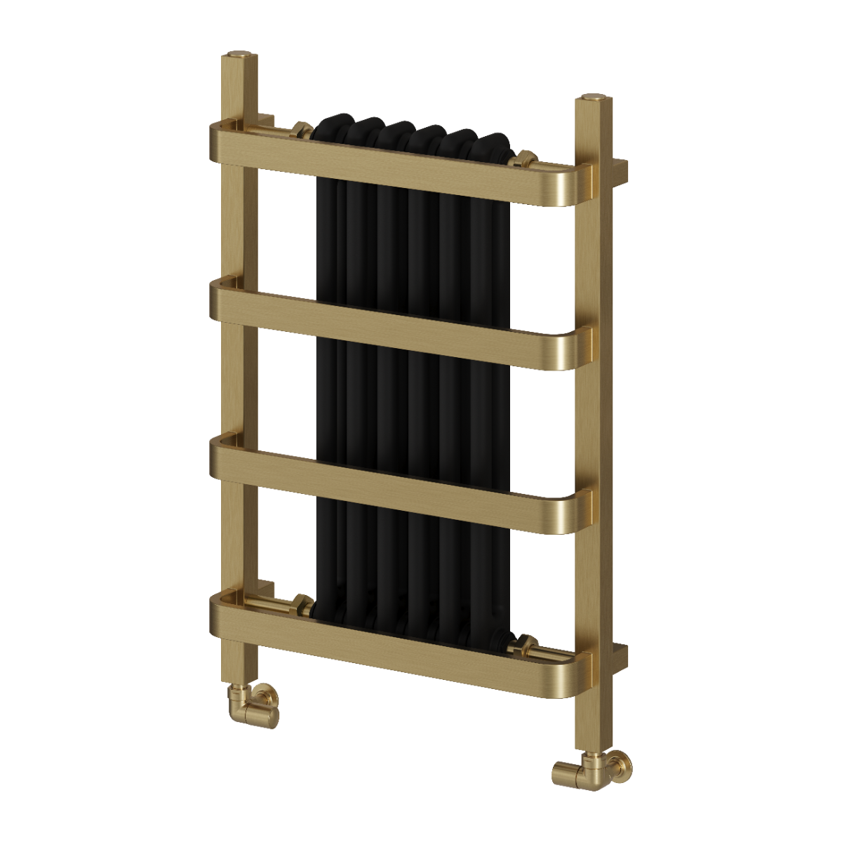Reina Regina Mild Steel Wall Mounted Heated Towel Rail Radiator Black/Brushed Brass