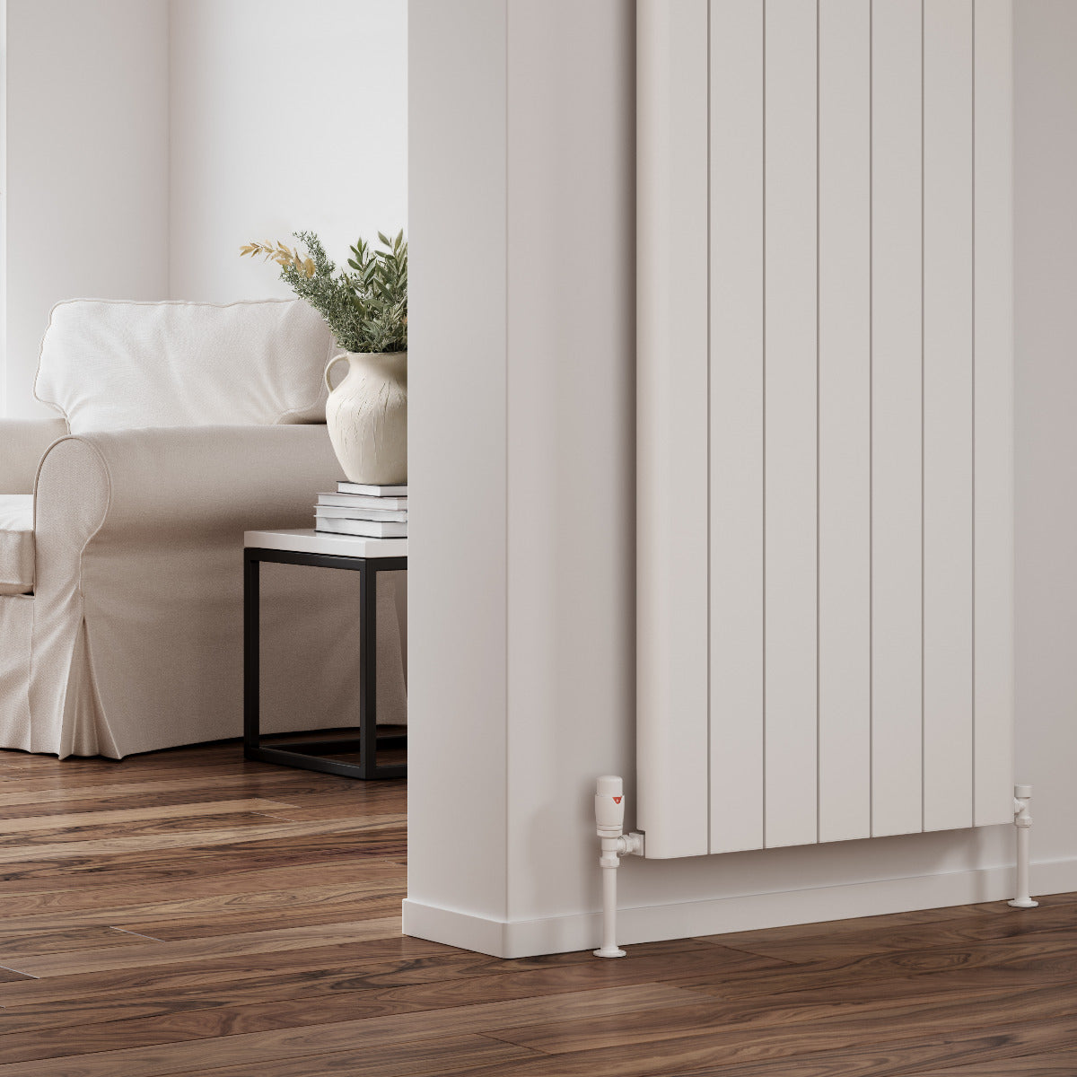 Reina Resia Vertical Aluminium Wall Mounted Heated Towel Rail Radiator White