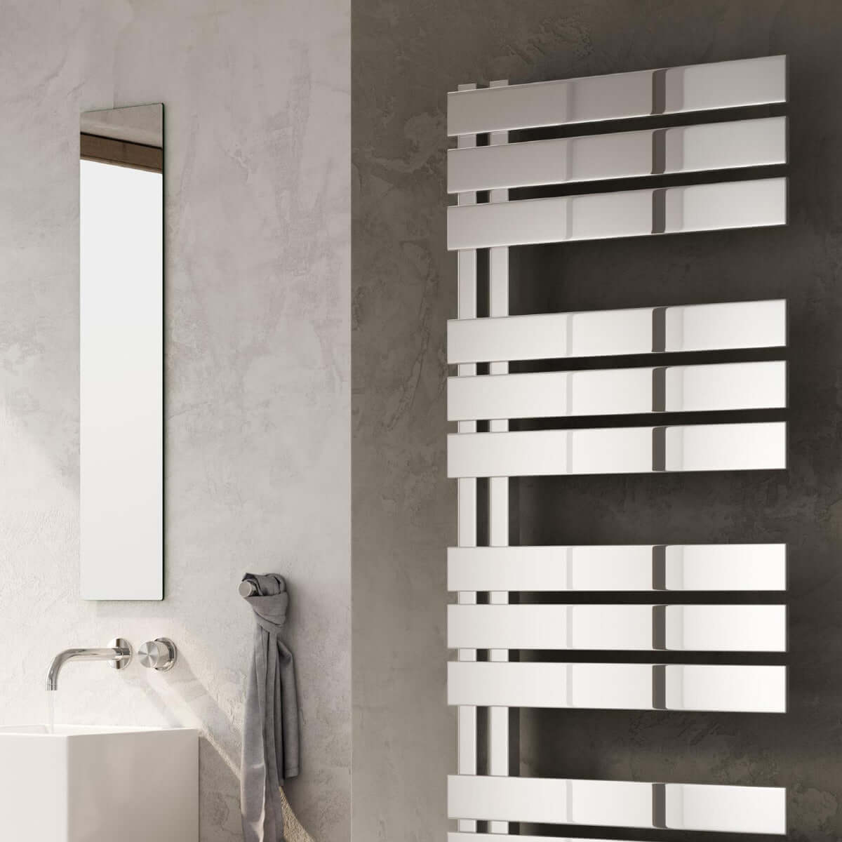 Reina Ricadi Stainless Steel Wall Mounted Heated Towel Rail Radiator Polished