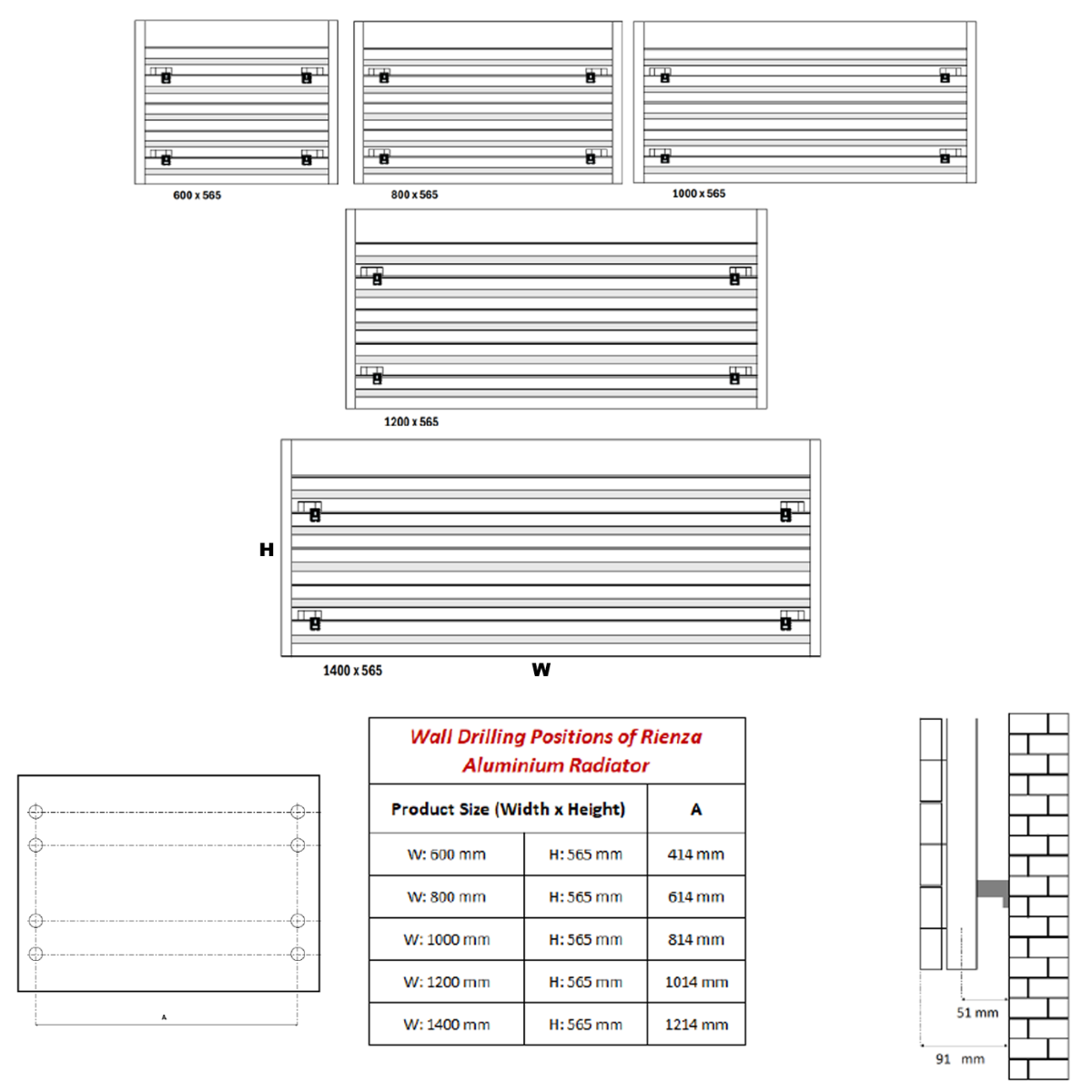 Reina Rienza Aluminium Wall Mounted Heated Towel Rail Radiator White