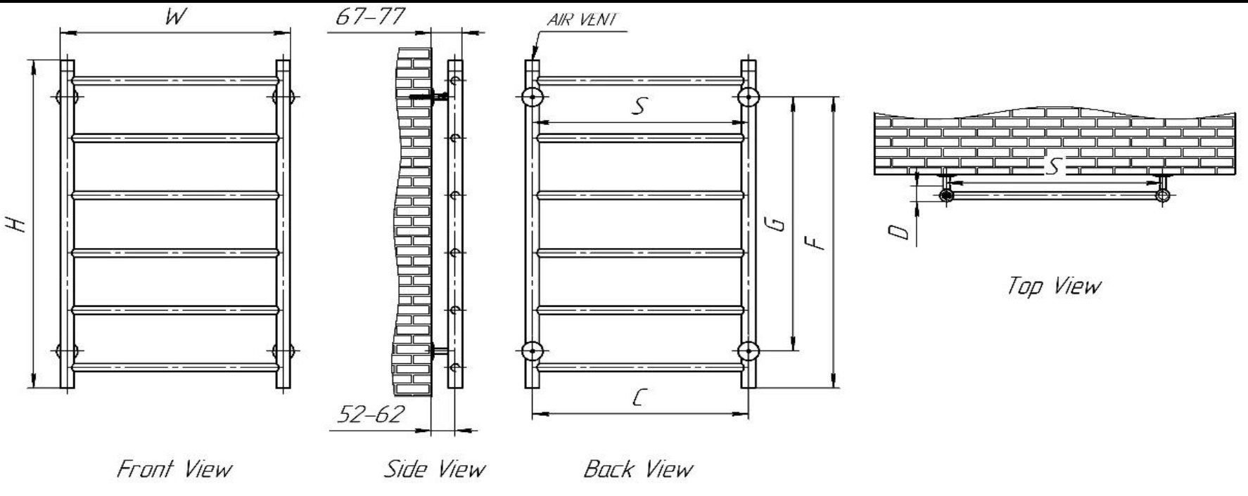 Reina Savio Stainless Steel Wall Mounted Heated Towel Rail Radiator Polished