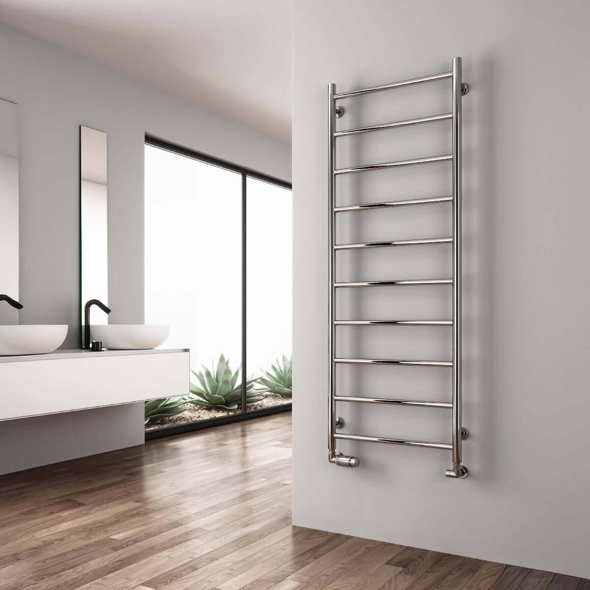 Reina Savio Stainless Steel Wall Mounted Heated Towel Rail Radiator Polished